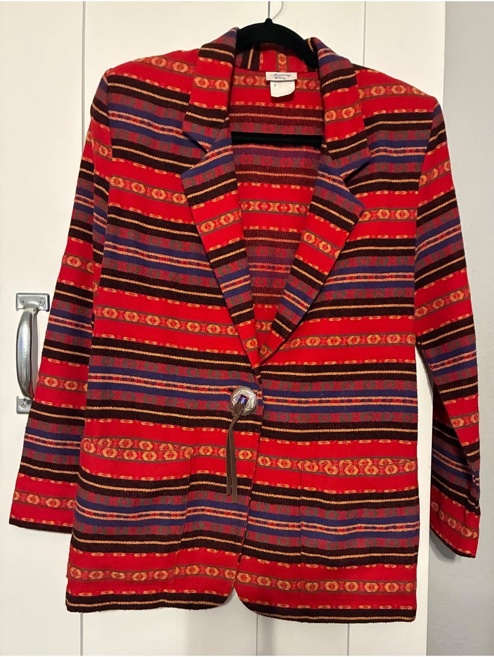 Vintage Morning Glory Southwestern Aztec Woven Blazer Jacket Sz 5/6